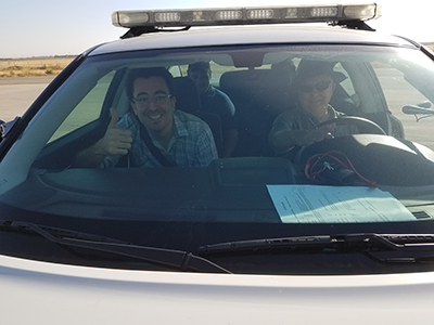 ACEPOL scientists and engineers in the chase car. Credit: Andrzej Wasilewski (NASA)