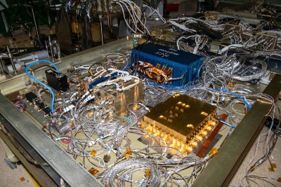 Electrical integration of engineering’s test unit Ka-band transmitter. Credit: Henry, Dennis (Denny)