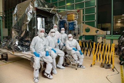 Members of PACE spacecraft integration and test team. Credit: Lambert, Barbara
