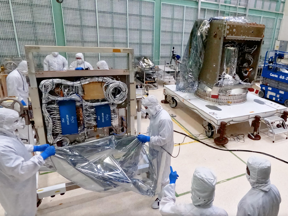 Time-lapse video of installing the -Y panel on the NASA PACE spacecraft bus at Goddard Space Flight Center.