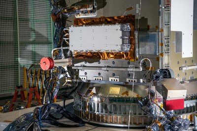 Overall photos of spacecraft after solar array drive assembly install. Credit: Lambert, Barbara