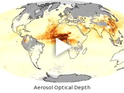 Particles affect how the atmosphere reflects and absorbs visible and infrared light. Higher Aerosol Optical Depth values indicate hazy conditions while low values correspond to clear skies.