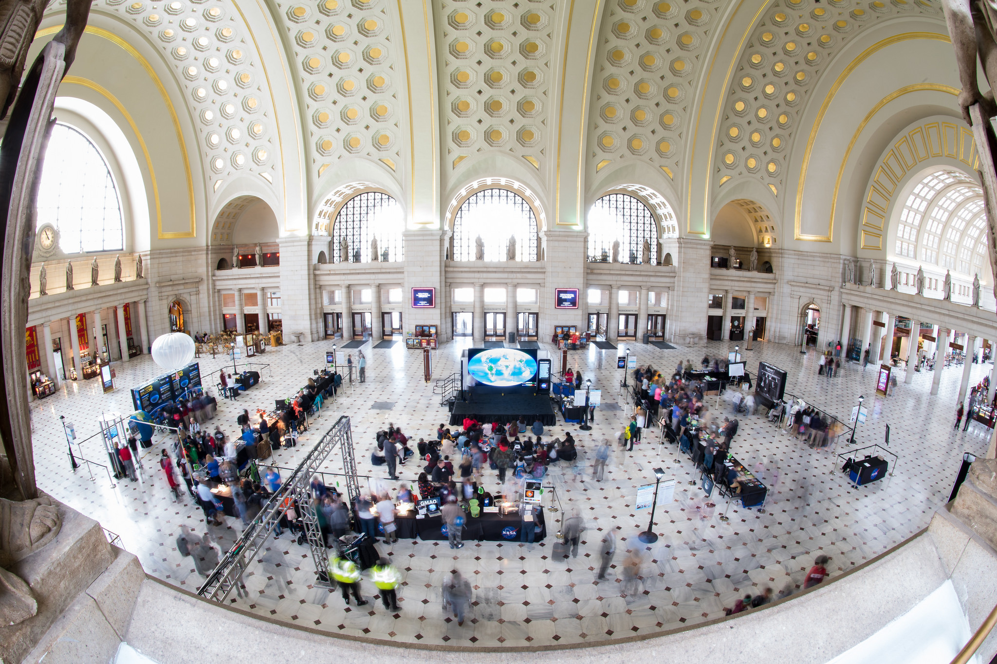 A view of the exhibits at the NASA Earth Day event on Thursday, April 19, 2018 at Union Station in Washington, D.C.
