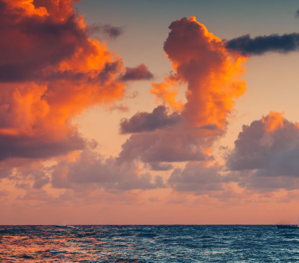 Cloudscape over the sea during sunrise