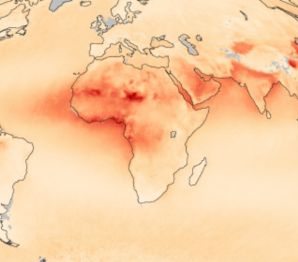Average distribution of aerosols from June 2000 through May 2010