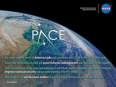 PACE will be the first mission to provide measurements that enable prediction of the boom-bust of fisheries, the appearance of harmful algae, and other factors that affect commercial and recreational industries. 