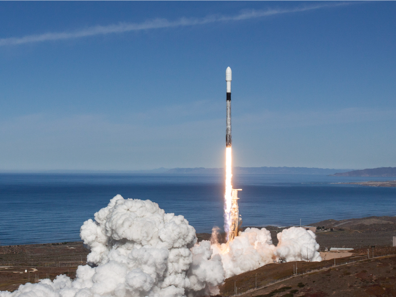 The SpaceX Falcon 9 rocket carrying SeaHawk lifts off