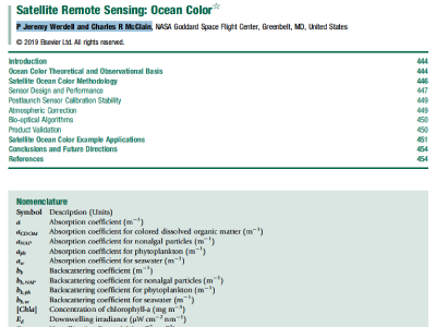 Satellite Remote Sensing: Ocean Color